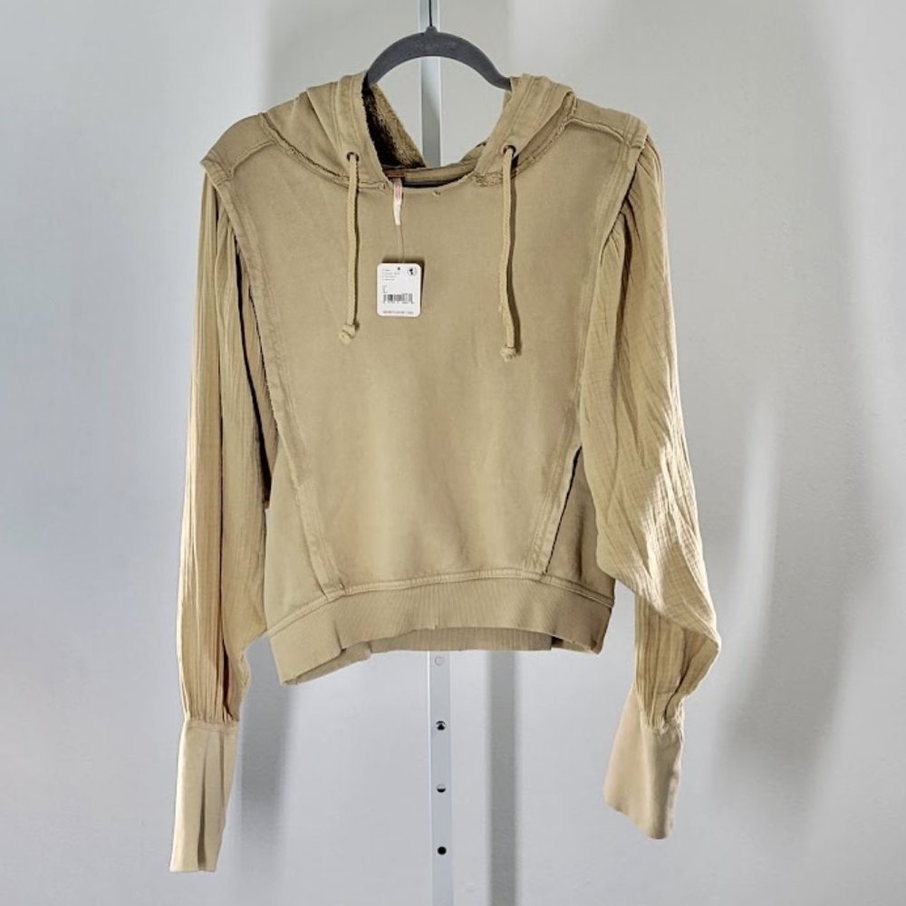 FREE PEOPLE love letter hoodie gauzy oversize sweatshirt Sz L NEW - Picture 10 of 12